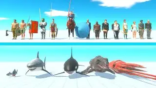 ALL HUMANS Team vs NEW AQUATIC Team - Animal Revolt Battle Simulator ARBS
