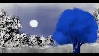 Procreate painting #3 -Winter blue tree