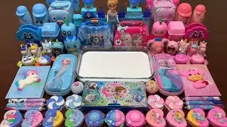 FROZEN FEVER !! Mixing Random Things Into HOMEMADE SLIME !! PINK Vs BLUE !! Satisfying Slime