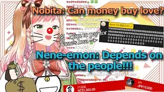 Momosuzu Nene becomes Dark Doraemon and plays a skit about love and money. (hololive/eng sub)