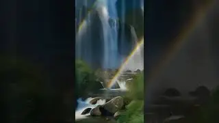 The Azure Falls of Celestial Cascade  #atmosphericexperience #magicallandscapes #peacefulambiance