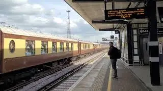 SR Merchant Navy, 35028 'Clan Line' passing Ashford International (Belmond Pullman