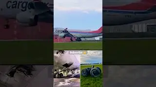 Cargolux Boeing 747 plane loses part of landing gear during emergency landing✈️#shorts