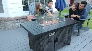 46'' Propane Fire Pit Table Review | Outdoor Rattan Propane Gas FirePit Table
