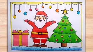 Christmas day poster drawing//25 december drawing//Christmas day easy drawing||