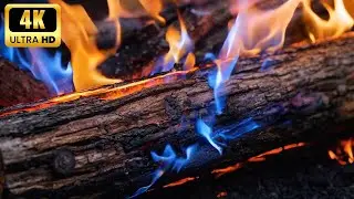 🔥 Bluish Flame Fireplace White Noise | 4K Crackling Fire Sounds for Focus & Sleep V1