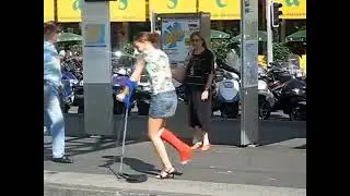Leg Cast Girl Walking on Crutches in Red SLC