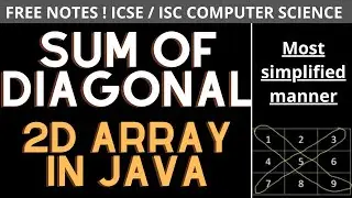 Sum of Diagonal elements of 2D Array in Java for ICSE and ISC | The simplified way