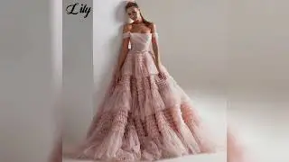 #Lily Pink Net Formal Dress Tiered Layer Strapless Party Dress For Wedding Off the Shoulder Special