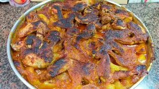 اجنحه الفراخ فى صنيه بطاطس بتتبيله مختلفه والطعم والرائحة روعه 😋