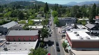 St Helena, California, Napa Valley city, from above