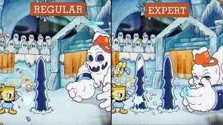 Cuphead DLC - Mortimer Freeze Regular vs Expert - Difficulty Comparison - Peashooter Only