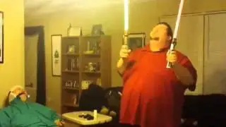 Guiles theme goes with everything (Fat Lightsaber Guy)