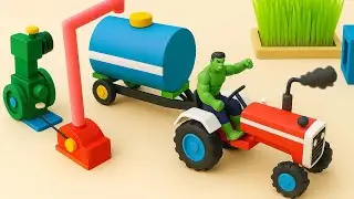 Experiment Build a Small Water Well - DIY Tractor Made Motor Water Pump Science Project With Bricks