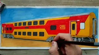 Drawing a train coach!! LHB AC Double Decker coach of Indian Railways