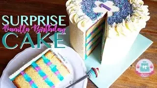 SURPRISE INSIDE VANILLA BIRTHDAY CAKE (Recipe & Decorating Tutorial) | Abbyliciousz
