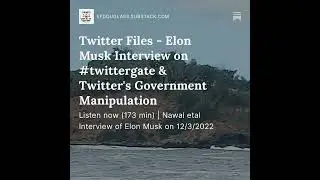 Twitter Files - Elon Musk Interview on #twittergate & Twitter's Government Manipulation