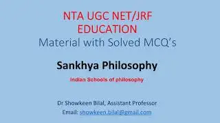 Sankhya Philosophy (Contribution of Indian Schools of philosophy) #ugcneteducation