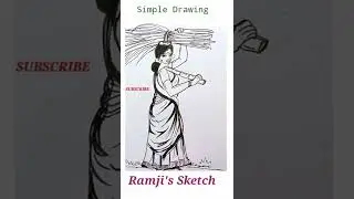 A village girl Drawing | girl Drawing | simple drawing | #shorts | #drawing