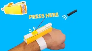 Paper Gun Watch that Shoots - EASY TUTORİAL. Paper Wrist Gun DIY. Origami Paper Gaming Watch