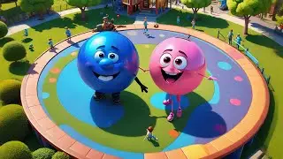 Three Bouncing Balls Learn Big and Small | Opposite Size for Kids | Nursery Rhymes and Learning Fun