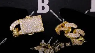Bling Bling Gold 17MM 3D Cuban Link VVS Iced Out Hip Hop Bracelet | Bustdown Jewelry