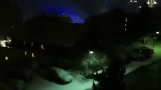 Snowfalls and nightly light show in Ischgl, Austria