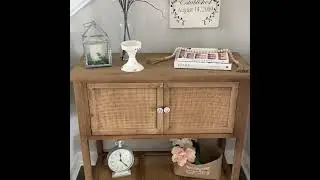 Wood and Rattan Storage Table