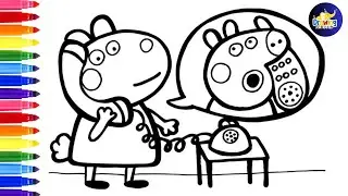 Draw And Color Peppa Pig And Suzy Sheep Talking On The Phone ☎️ Drawings for Kids@dibujos-felices