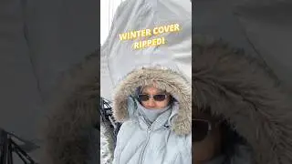 Boat winter cover ripped due to wind storm #sailing #catalinasailboat #winter #windstorm