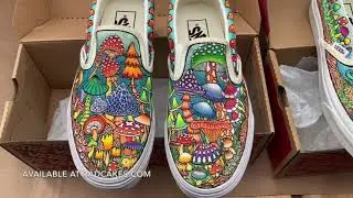 Hand Painted Mushroom Sneakers Custom Vans Slip Ons available at RADCAKES.com