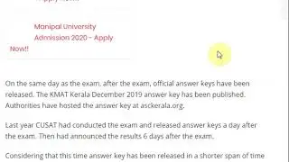 KMAT Kerala Answer Key of 1 Dec 2019 exam released at ...
