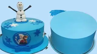 Simple Blue color cake design  with frozen cake design 
