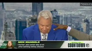 Rex Ryan sheds tears, mourning his former player Nick Mangold, who passed away at the age of 41.