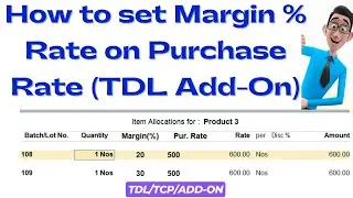 Set Margin % on Purchase Rate in TallyPrime | TDL Add-On | Hindi Tutorial