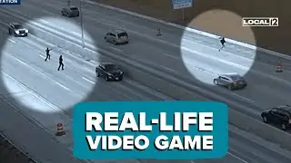 VIDEO: Police chase teenage suspect on foot across busy highway