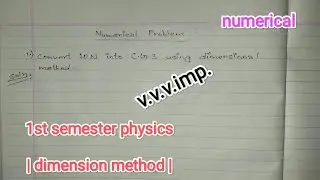 Physics important question | dimension method | 1st sem.