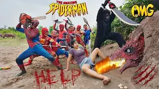 Horrifying, The brave Spider-Man team confronts the ferocious Fire Dragon in a mysterious cave