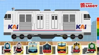 MOD LABO BRICK TRAIN | KUMPULAN KERETA-KERETA HEBAT MELEWATI REL KAI INDONESIA DAN AMERIKA