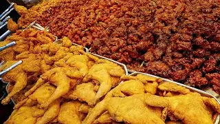 Супер хрустящая! Острая кисло-сладкая курица и жареные креветки на корейском рынке