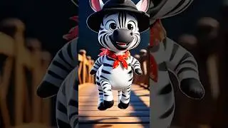 Magic Rainbow Zebra Running on Bridge | Cute Cartoon Zebra Animation | #shorts #ytshorts #shortvideo