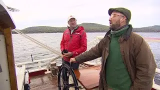 Anthony Everett sails off the coast of Maine on an 18th century schooner