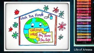 Save earth from Corona virus drawing||Corona virus easy drawing||To safe Corona virus easy drawing||
