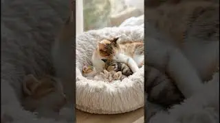 Mama&rsquo;s Love: Safe in Her Paws 🐱💤💕 #kitten #heartwarming #cat