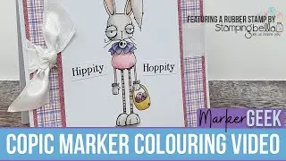 Copic Marker Colour Oddball Easter Bunny Rubber Stamp - Stamping Bella