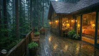 Forest Rain Atmosphere 🌲(4K) |  Rain sounds for sleeping mountain cabin