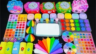 RAINBOW SLIME 🌈 124 Minutes Satisfying Slime Mixing with Seashells and Eyeshadow Makeup Set