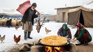 Winter Deer Hunt in Afghanistan | Fire-Roasted Deer Meat & Fresh Bread to Survive