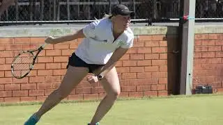 Sheridan Currie from Alexander Park Tennis Club getting down and dirty on court