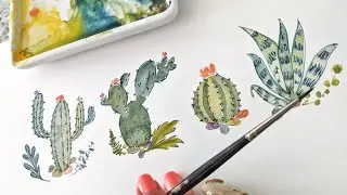 Cacti tutorial for beginners I  Watercolor tutorial